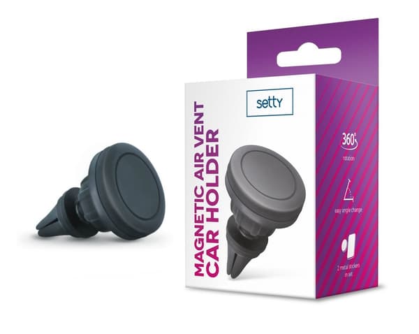 Magnetisk Mount MOBILHÅLLARE För Ventilation Med 360 ROTATION Black
