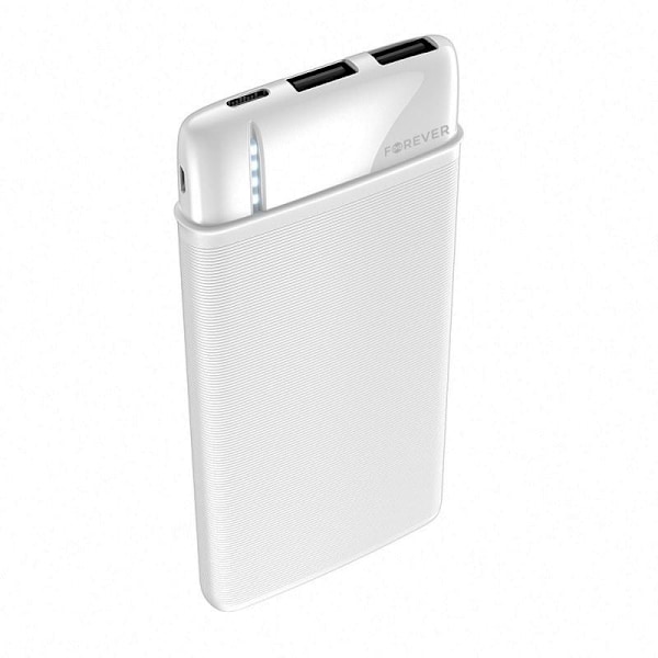 5000mAh Forever Powerbank til mobiltelefoner og tablets Hvid White