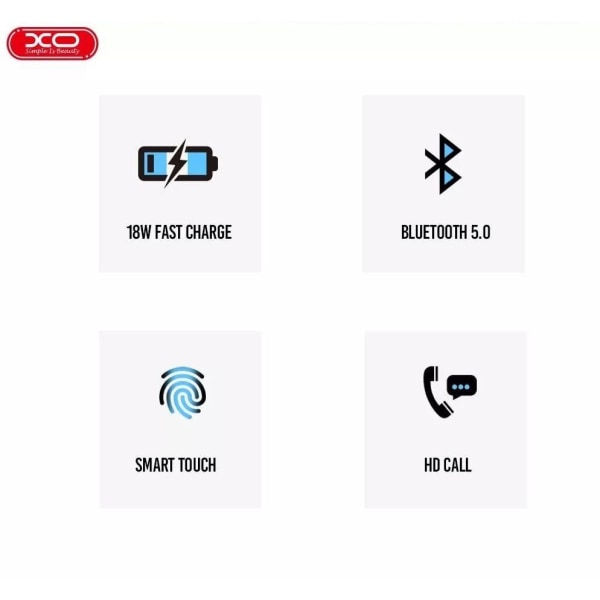 18W hurtig biloplader med TWS Bluetooth 5.0 hovedtelefoner - hvid White
