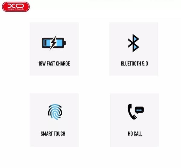 18W Snabb Billaddare med TWS Bluetooth 5.0 Hörlurar - Vit White