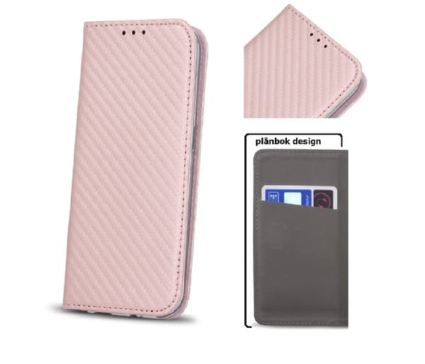 Samsung Galaxy J7 (2017) Smart Carbon Plånboksfodral - Roseguld Rosa guld
