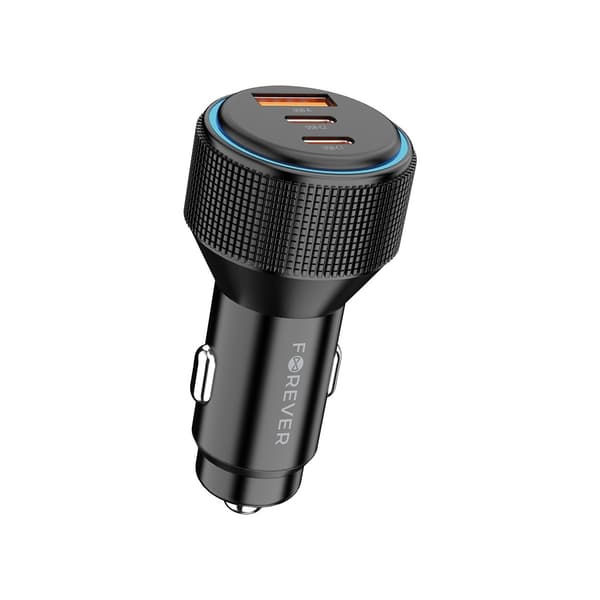 66W Snabb billaddare 2X USB-C PD 3.0 / USB QC3.0 För iPhone, Samsung Black