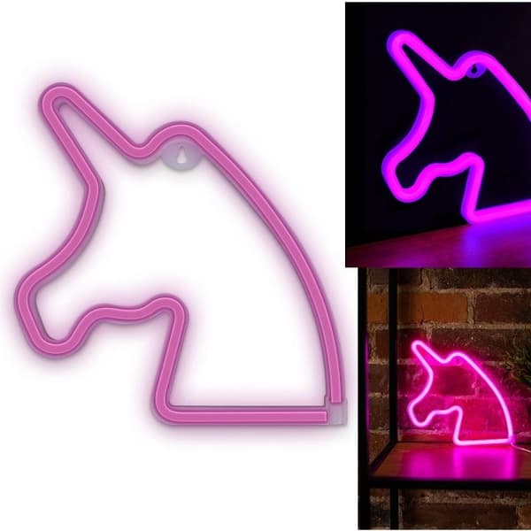 Neon LED UNICORN Batteri + USB Forever Light Rosa Pink