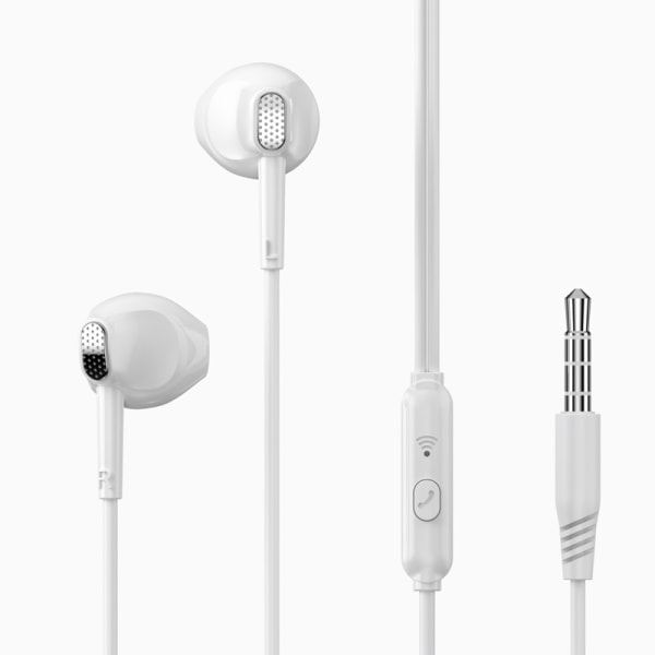 In-Ear Trådbundna Hörlurar med mikrofon 3,5mm iPhone Samsung Vit Vit