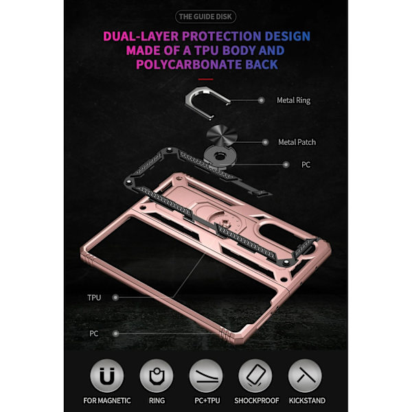 Samsung Galaxy Z Fold 3 - Stötsäker Ring Armor Stand Slimmt mobilskal Roseguld Rosa guld