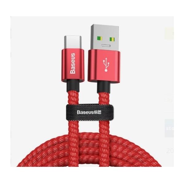 Baseus USB-C 5Amp Dobbelt Hurtig Opladning Ladekabel -100cm Red
