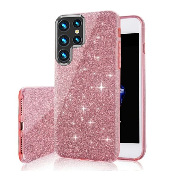 Samsung Galaxy S24 Ultra - 3in1 Glitter Elegant Mjuk Skal Rosa Rosa