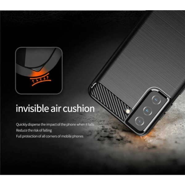 Samsung Galaxy S21 / S21 5G - Fleksibelt Carbon Soft TPU Cover - Sv Black