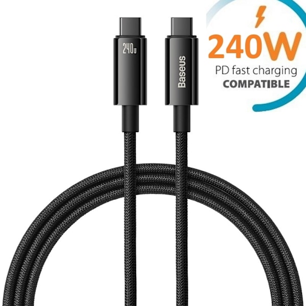 240W Snabbladdning Baseus Tungsten USB-C till USB-C-kabel – 3m Svart