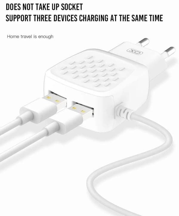 iPhone 2,1Amp 2XUSB Snabbladdning Väggladdare  + Lightning Kabel White