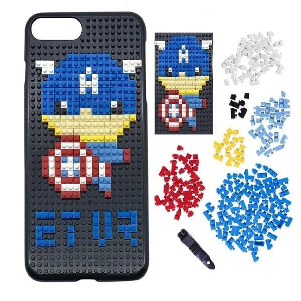 iPhone 7 / 8 Building Blocks Elegant Bakstycket -Captain America Black