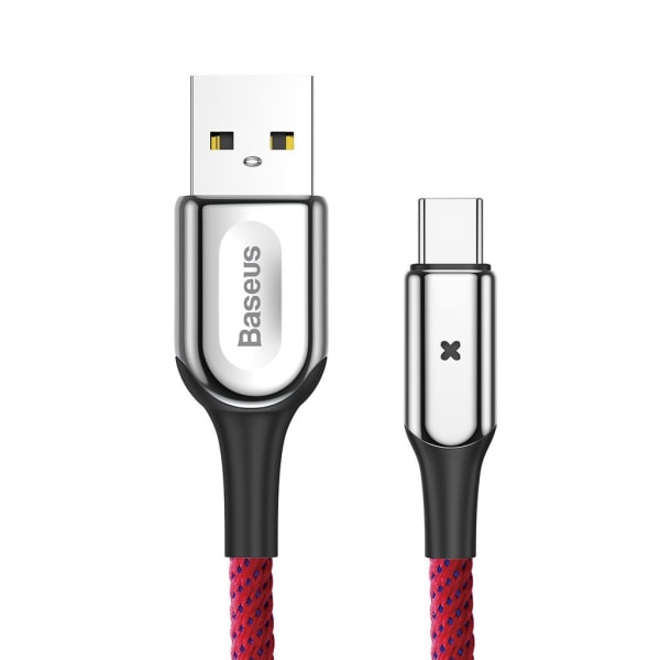 Baseus USB-C 3Amp oprullet ladekabel - 50cm Red