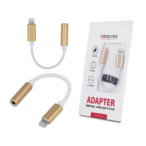 Lightning till 3,5 mm Aux Audio Jack Adapter, iPhone - Guld Guld