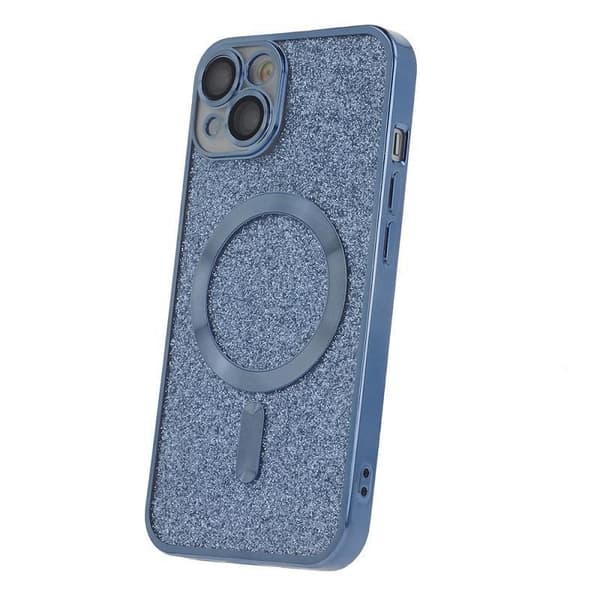 iPhone 15 Plus - Magasafe 2i1 Glitter / Transparent Chrome Skal Blue