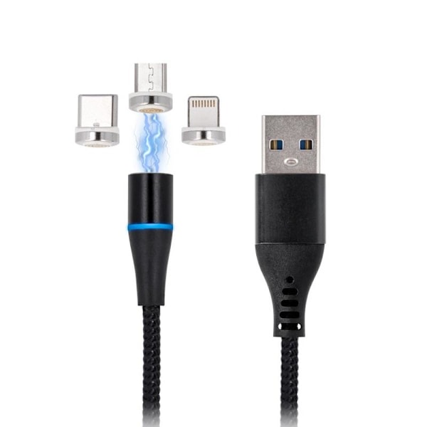 maXlife 3in1 magneettinen latauskaapeli - Lightning/ USB-C / MicroUSB Black