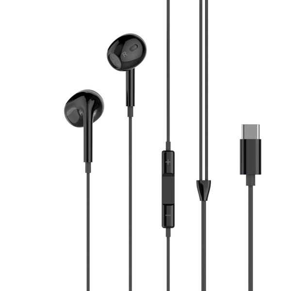 Apple iPhone 15/16 kompatibla USB-C In-Ear Hörlurar med Mikrofon Svart Svart