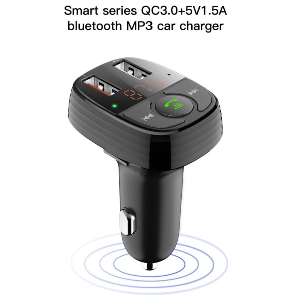 QC 3.0 Bluetooth FM-lähetin MP3 2USB autolaturi Devia Black