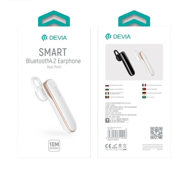 DEVIA Smart 4.2 Bluetooth trådløse hovedtelefoner - Hvid White gold