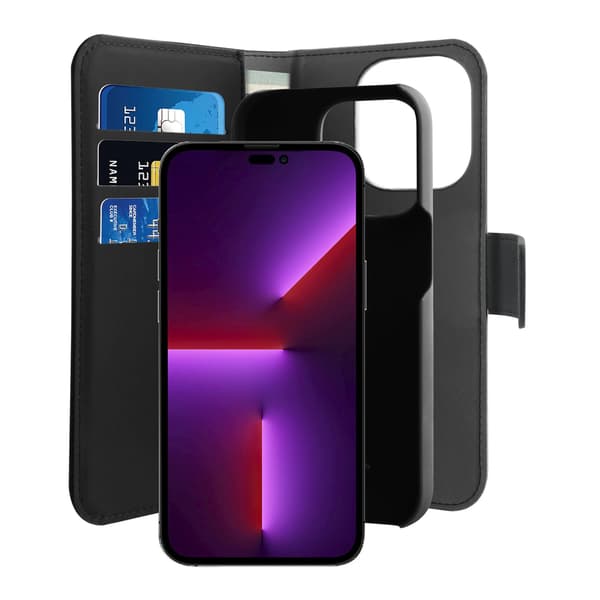 iPhone 13 Pro Max - Puro Ekoläder 2-i-1 Löstagbart Plånboksfodral Svart Black