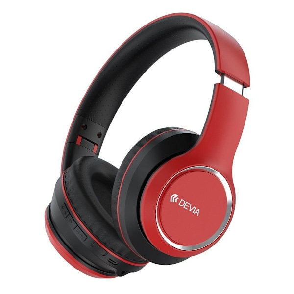 Devia Kintone foldbare On-Ear trådløse Bluetooth HD-hovedtelefoner Red