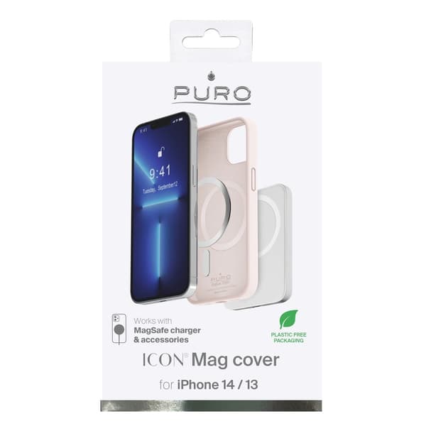iPhone 13 / iPhone 14 - Puro Icon Mag Pro MagSafe-kompatibelt Silikon Skal Rosa Pink