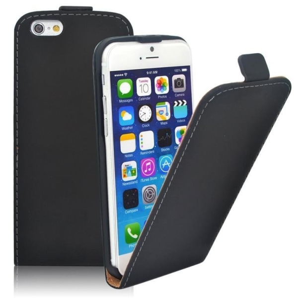 iPhone 6 Plus / 6s Plus DeLuxe Læder Taske Mobilpung -Sort Black