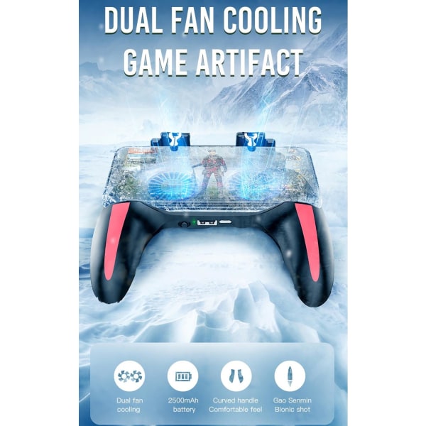 Universal Dual Fan Cooling Gamepad med 2500mAh Powerbank Svart