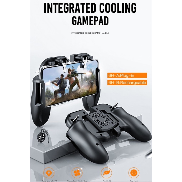 Universal Gamepad med kylfläkt, mobil storlek 4"-6,7" Svart