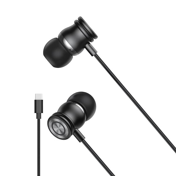 USB-C In-Ear Hörlurar med Mikrofon iPhone 15,16 /Samsung /Android - Svart Black
