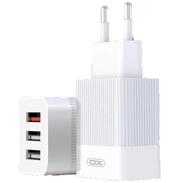 iPhone Samsung QC18W Hurtig opladning Vægoplader 3xUSB White