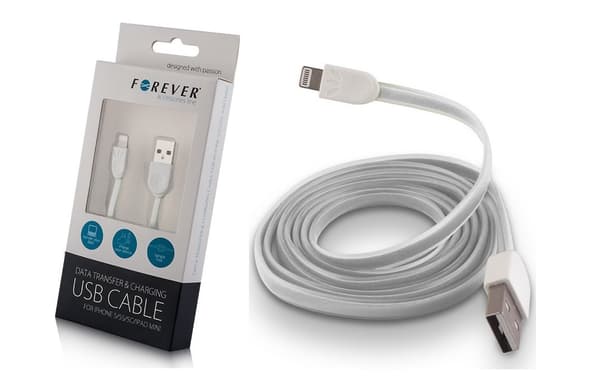 Forever Lightning -kaapeli iPhone 5/5s/5c/iPad Minille White