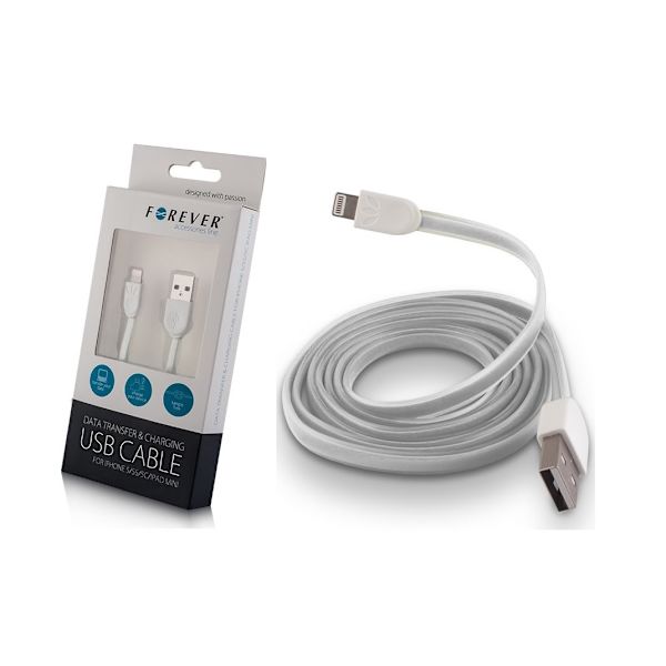 Forever Lightning-kabel til iPhone 5/5s/5c/iPad Mini White