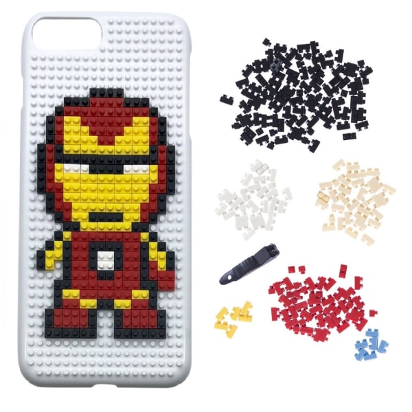 iPhone 7 / 8 Building Blocks Elegant Bakstycket - Iron Man Vit