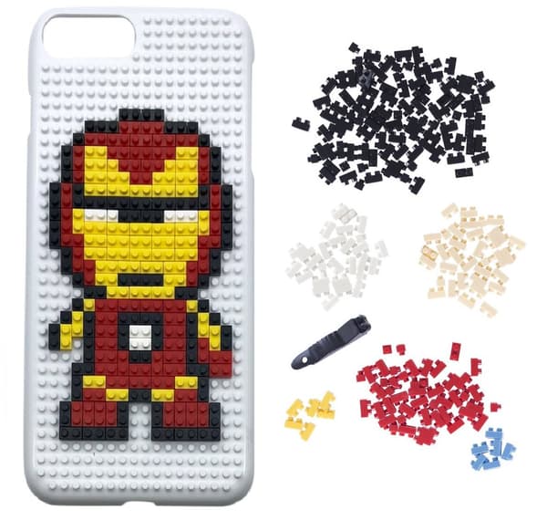 iPhone 7 / 8 Building Blocks Elegant Bakstycket - Iron Man White