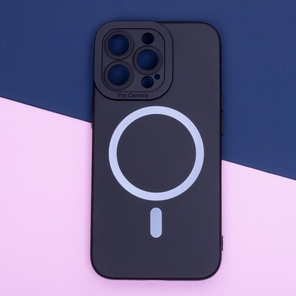iPhone 15 Pro Max - Magasafe Silicon Slim Mjuk Skal Svart Svart