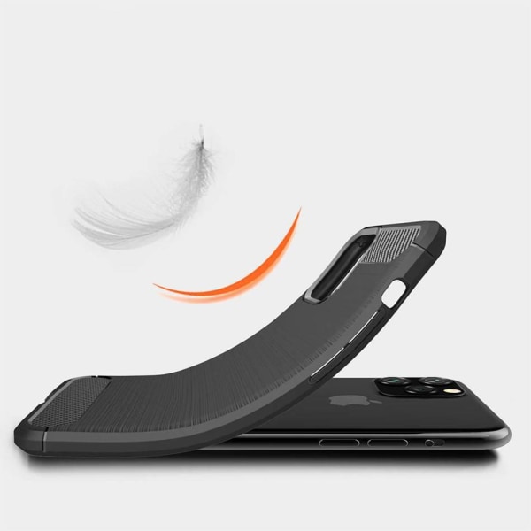 iPhone 12 / iPhone 12 PRO - Fleksibelt Carbon Soft Cover - Sort Black