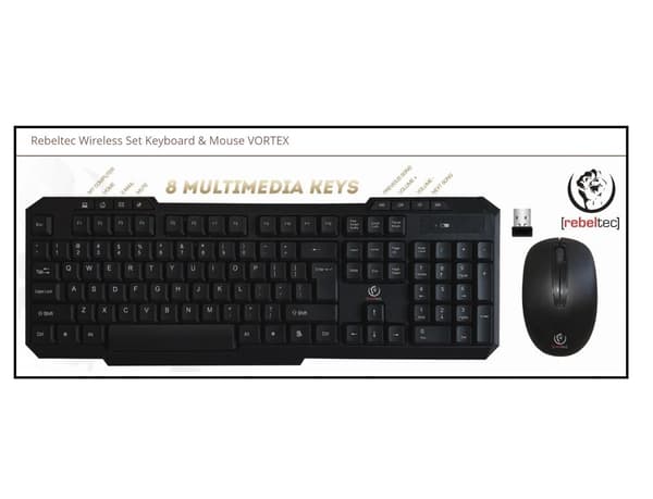 REBELTEC VORTEX Trådlöst set: Tangentbord + Mus - VORTEX Black