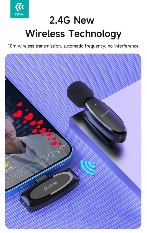 Devia Kintone Trådlös Mikrofon med Lightning kontakt (för iPhone/iPad) Black