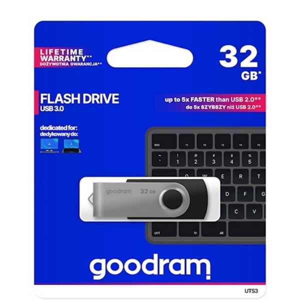 32 Gt USB 3.0 USB-tikku Pendrive Goodram - musta Black