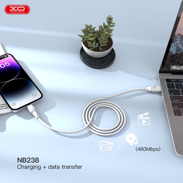 3m USB-C snabb Laddningskabel, Samsung, Android, iPhone White