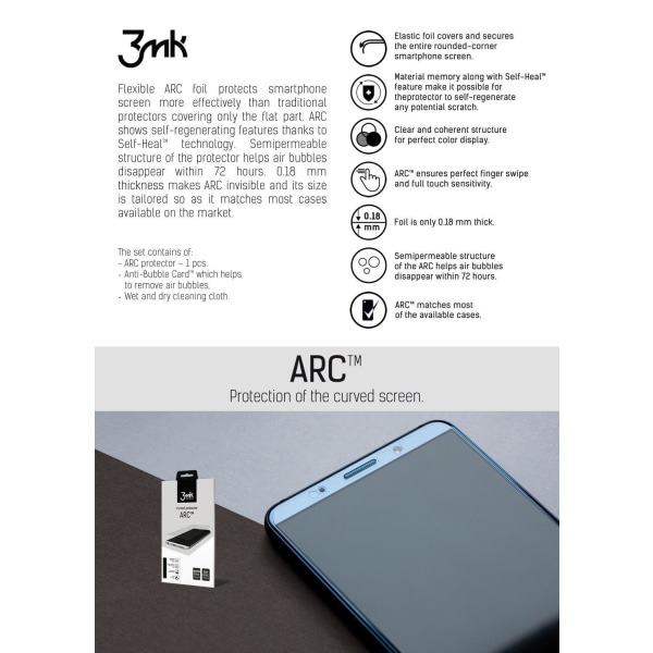 Xiaomi Mi Note 10 - 3MK ARC Special Edition Skärmskydd Transparent