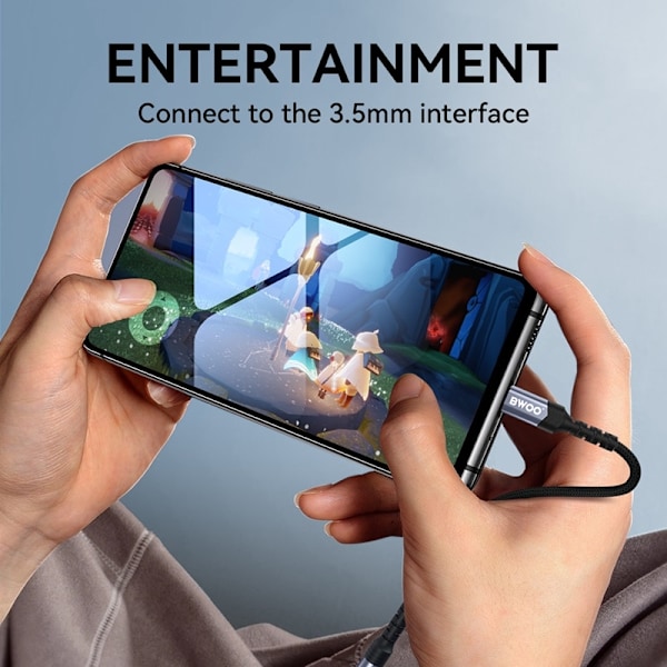 USB-C till 3.5mm Audio Adapter Samsung/Andriod, iPhone 15/16 Mobiler - Svart Svart