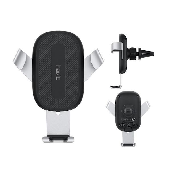 10W Qi Trådlös Laddning Luftventil Bilhållare - iPhone, Samsung Black