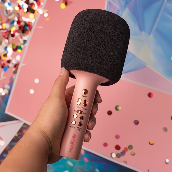 Karaoke Trådlös Mikrofon med Bluetooth-högtalare Maxlife - Rosa Rosa