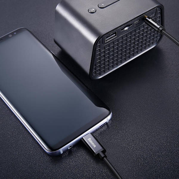 USB-C till 3,5 mm AUX-ljudkabel Universal Baseus Yiven M01 -1.2m Svart