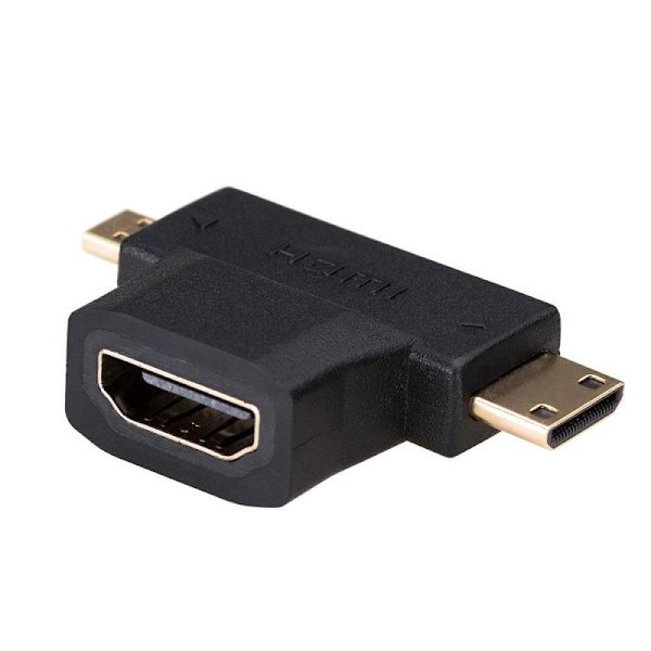 Akyga HDMI adapter, HDMI hona till mini-HDMI, mikro-HDMI hane Svart