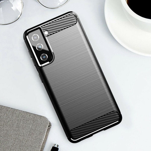 Samsung Galaxy S21 Plus 5G - Fleksibelt Carbon Soft TPU Cover - Sv Black