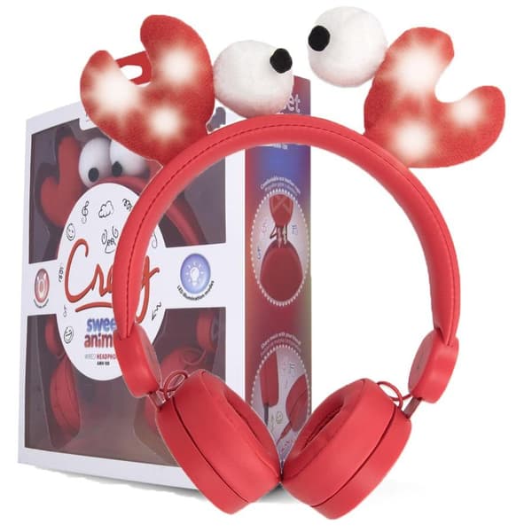 Forever Craby Kvalitetsljud Hörlurar för barn Red