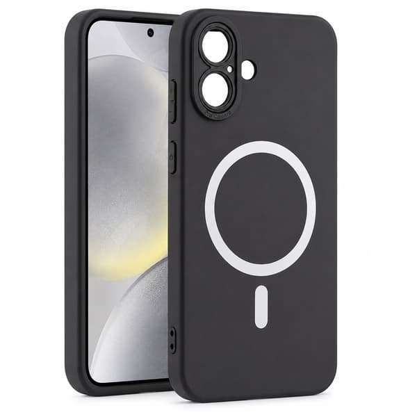 iPhone 16 Plus - MagSafe Silicon Slim Mjuk Skal Svart Black