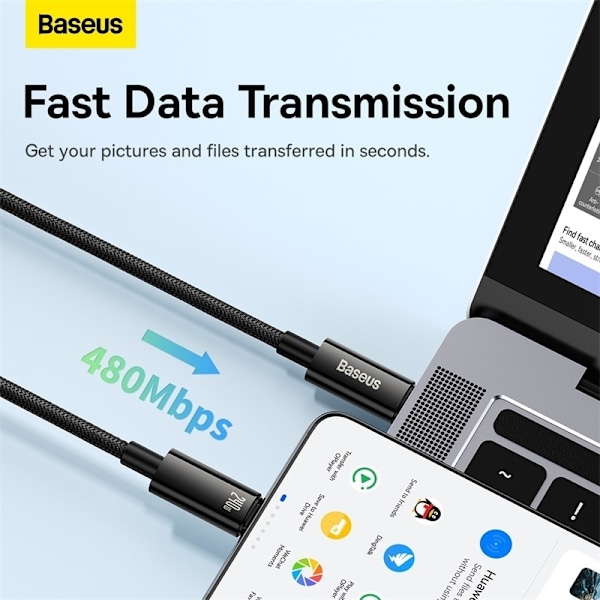 240W Snabbladdning Baseus Tungsten USB-C till USB-C-kabel – 3m Svart